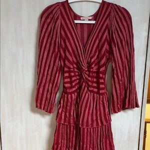 Ceilia Prado Red Long Sleeve tiered Dress